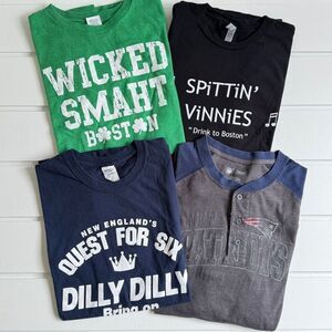 Lot Of 4 Mens NFL Next Level Gildan Delta Boston Graphic Tees Bundle L/XL/2XL